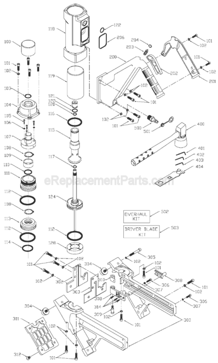 Page A Diagram and Parts List for FCN200  Porter Cable Nailer